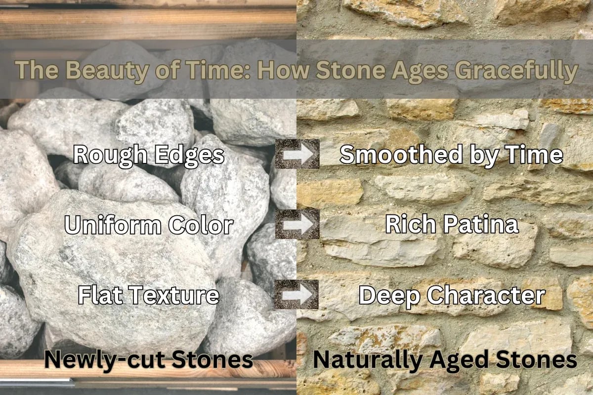 Aged and Weathered Stone, Newly-cut stones vs Naturally Aged Stones
