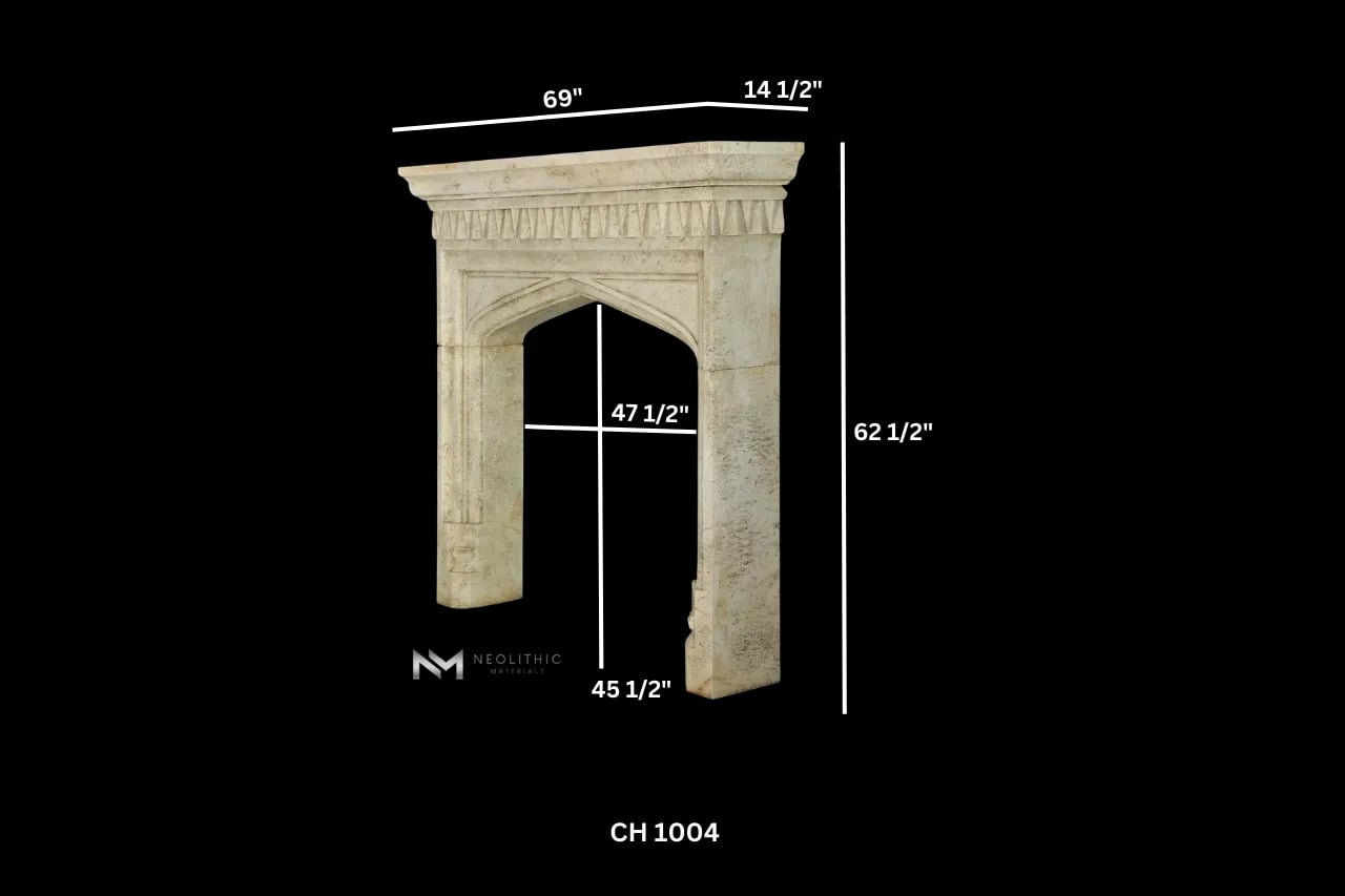 Limestone Fireplace Mantel - Image 4