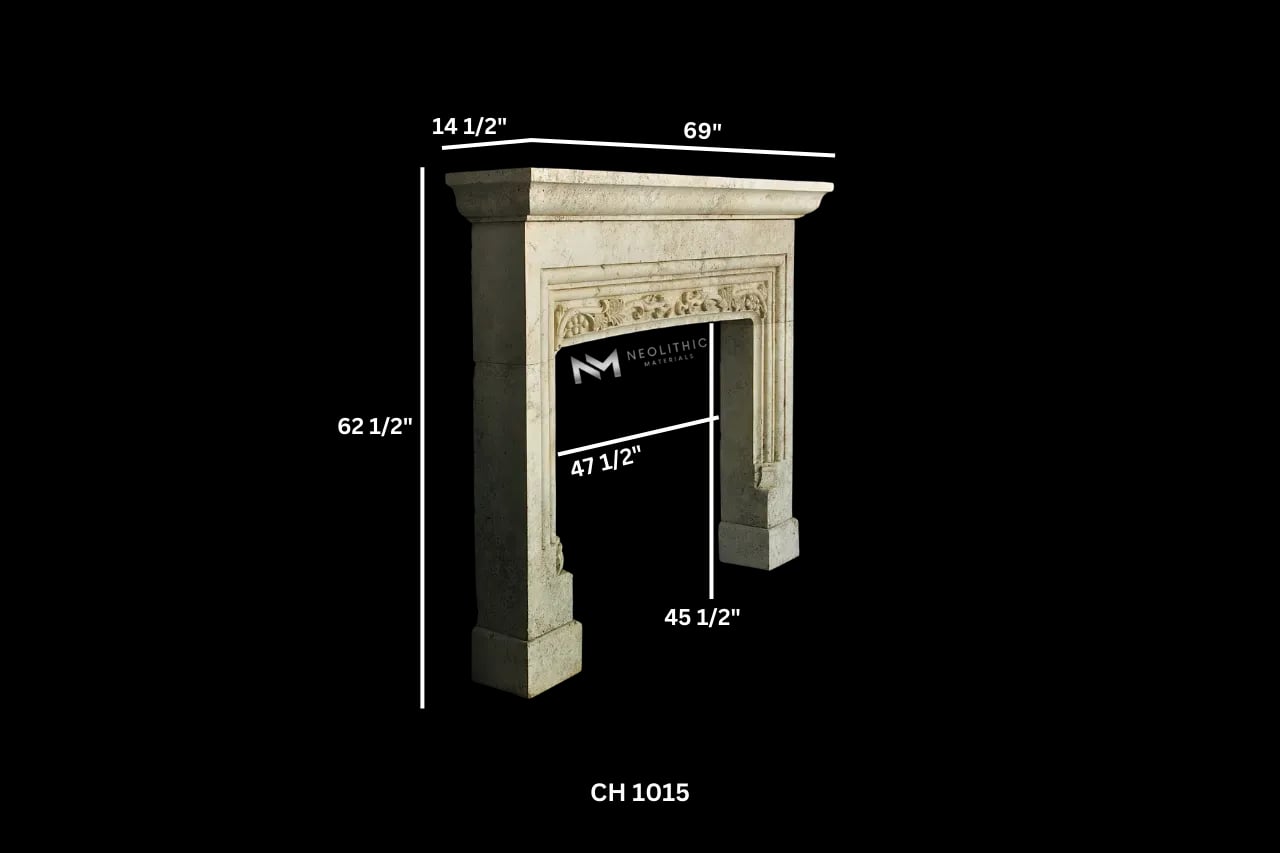 Limestone Fireplace Mantle - Image 4
