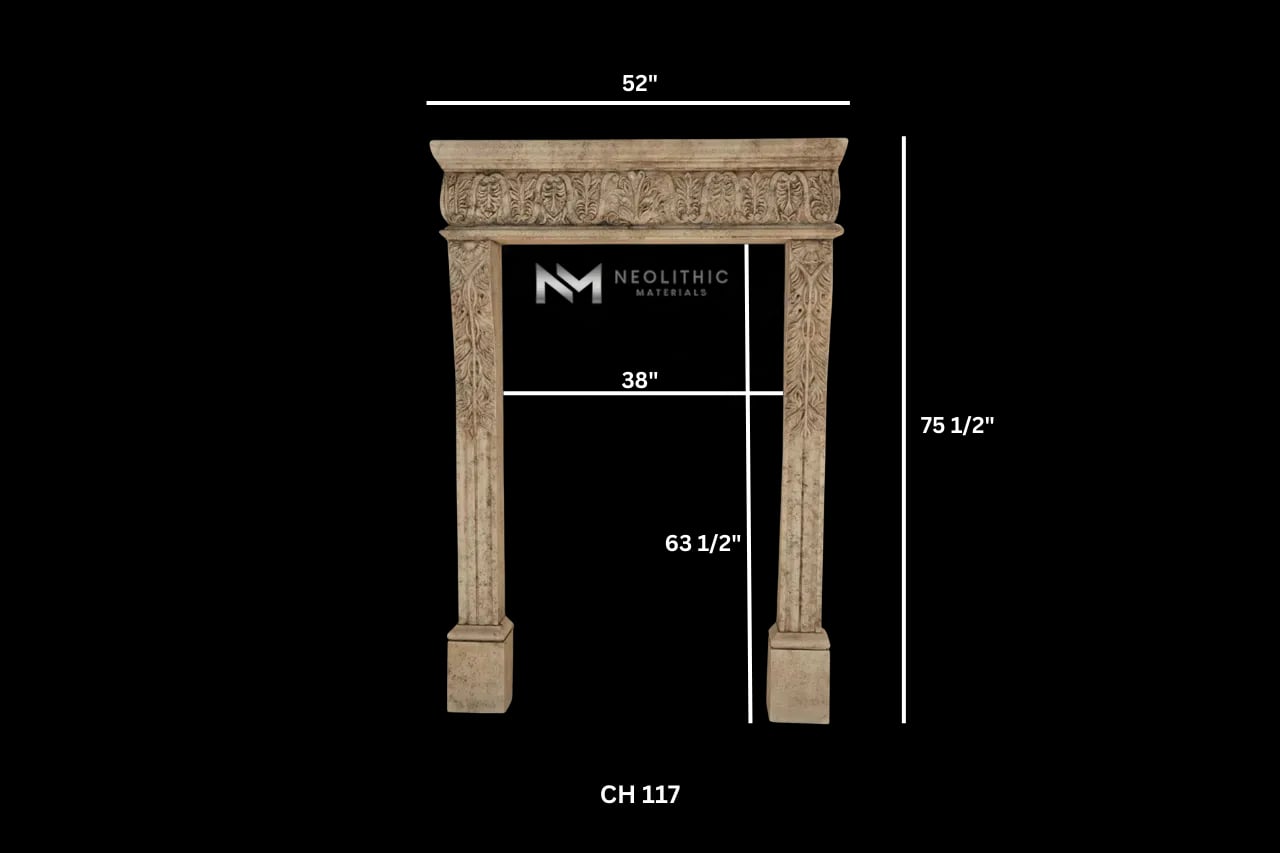 Limestone Fireplace Mantel - Image 3