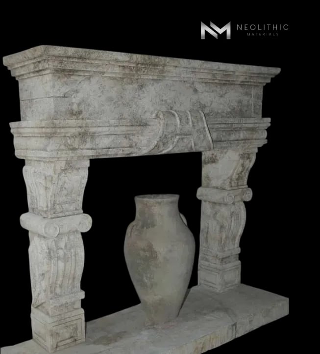 Limestone Fireplace Mantel - Image 1