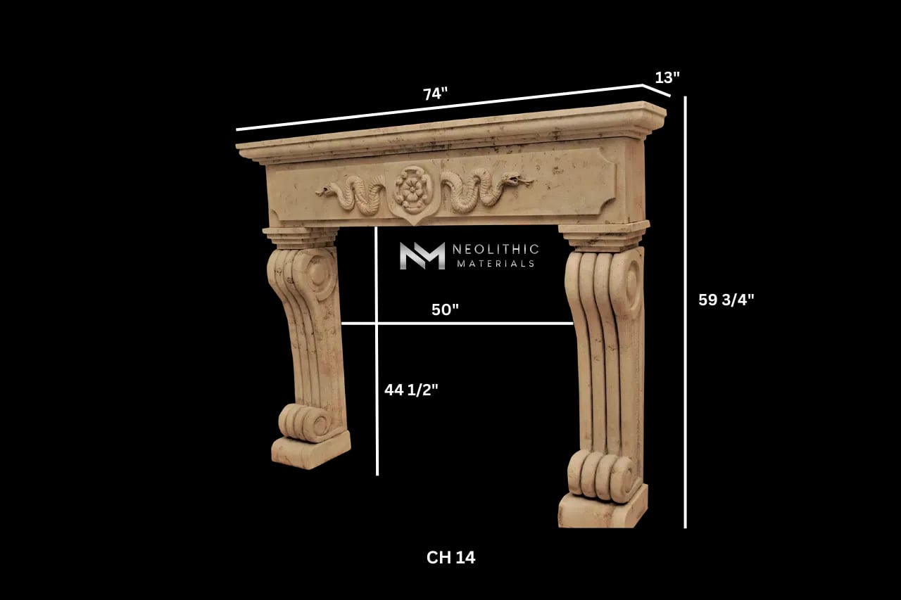 Limestone Fireplace Mantel - Image 3