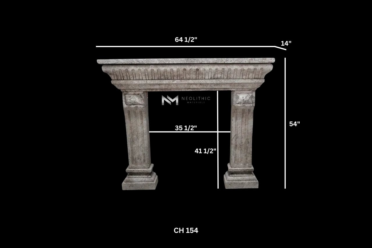 Limestone Fireplace Mantel - Image 2
