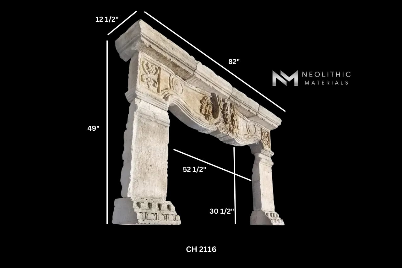 Reclaimed Limestone Mantel - Image 3