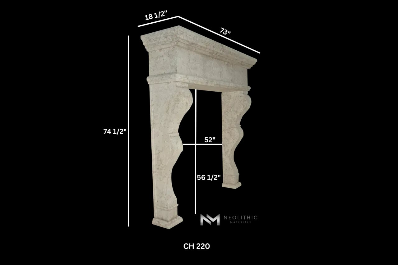 Limestone Fireplace Mantel - Image 3