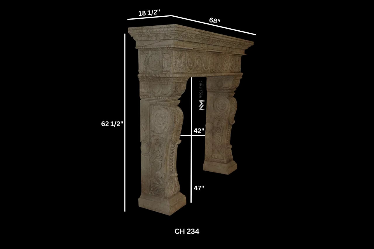 Limestone Fireplace Mantel - Image 3