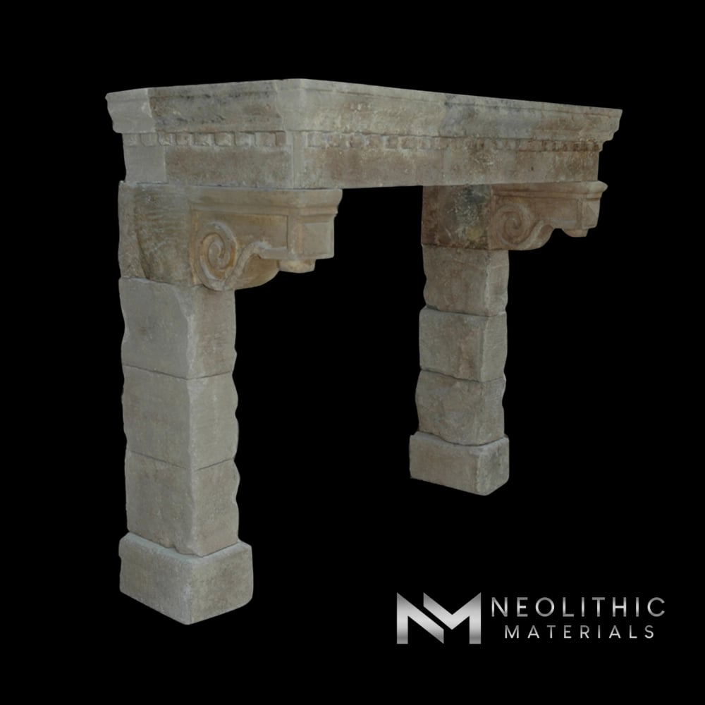 Reclaimed Limestone Mantel