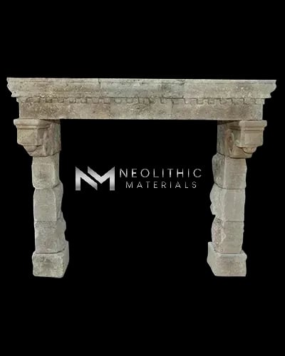 Reclaimed Limestone Mantel