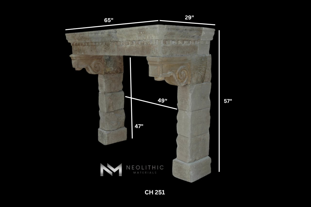 Reclaimed Limestone Mantel - Image 4