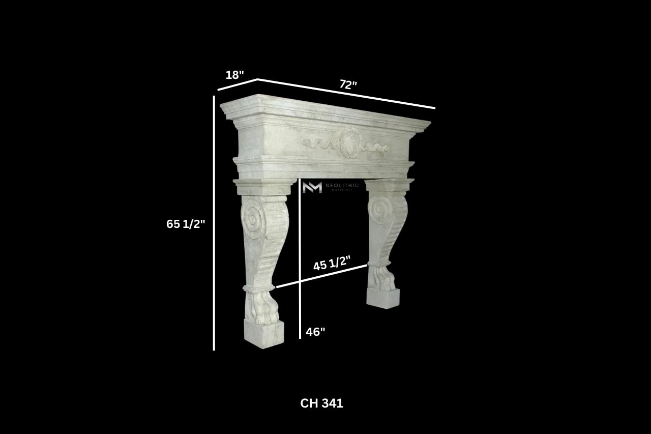 Limestone Fireplace Mantel - Image 3