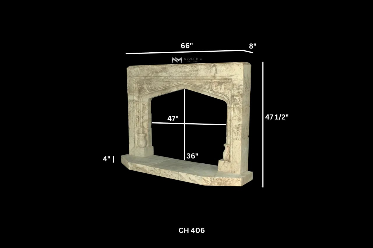 Limestone Fireplace Mantel - Image 4