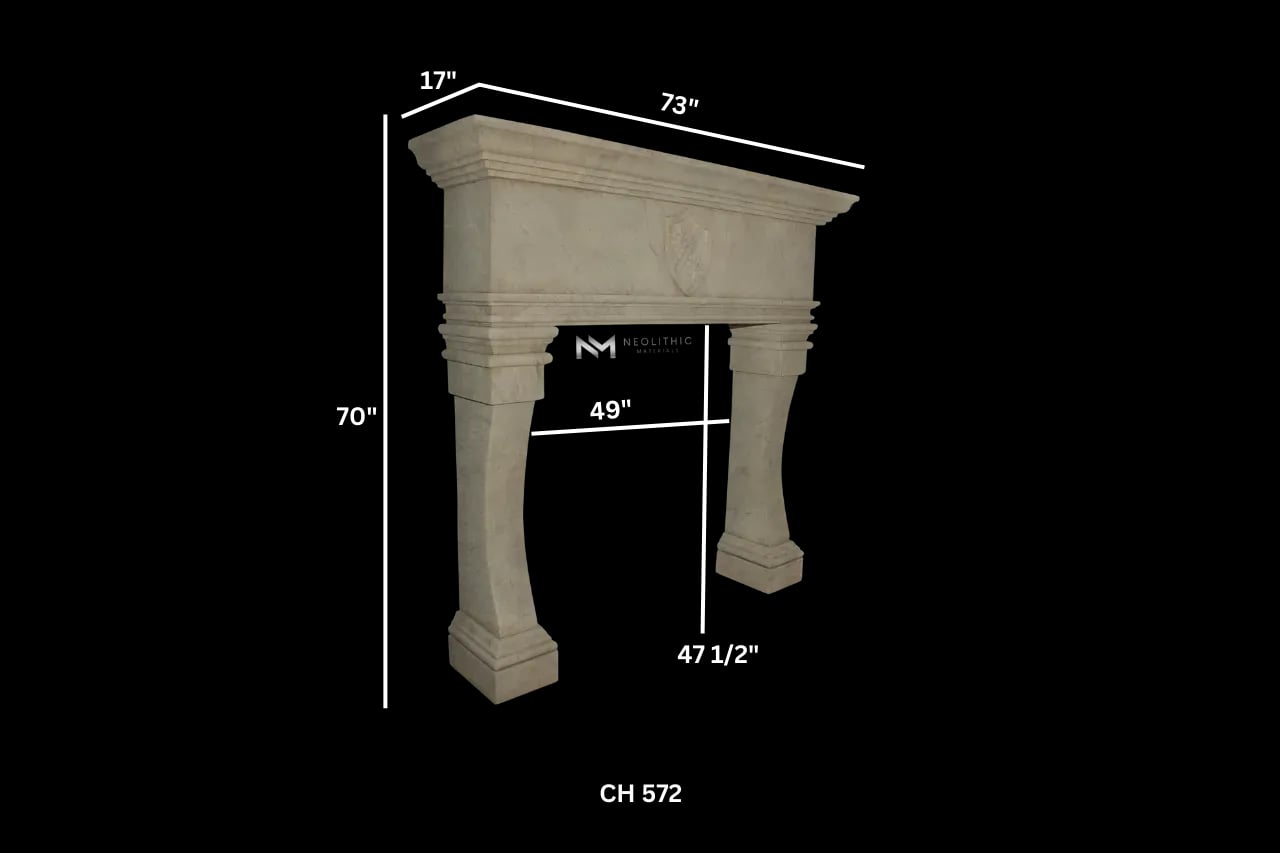 Limestone Fireplace Mantel - Image 3