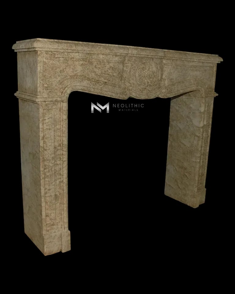 Limestone Fireplace Mantel - Image 1