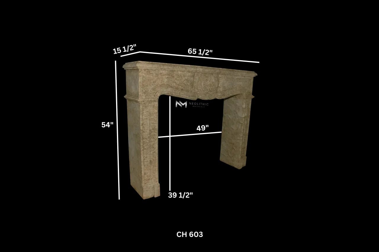 Limestone Fireplace Mantel - Image 2