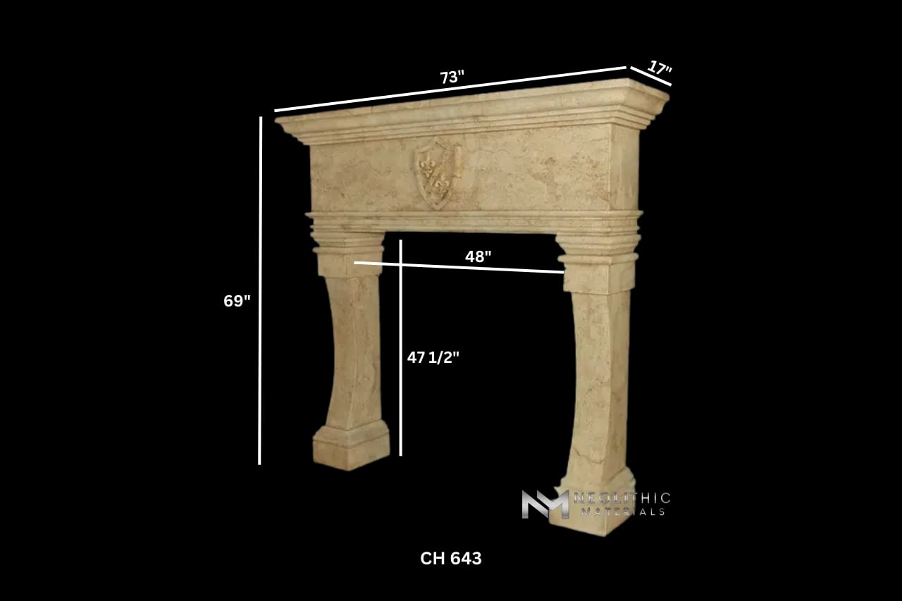 Limestone Fireplace Mantel - Image 4