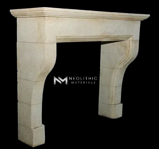 Limestone Fireplace Mantel - Image 2