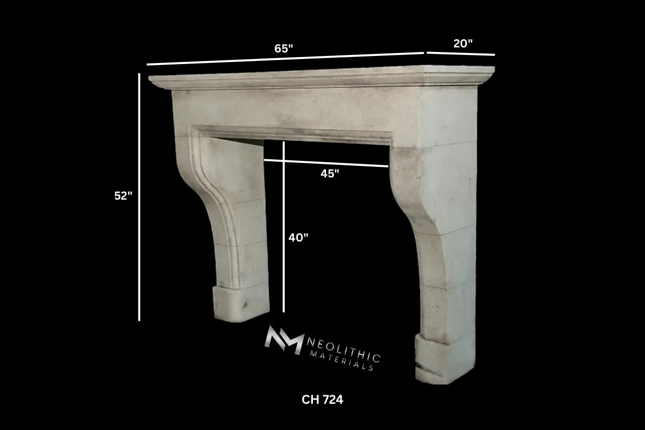 Limestone Fireplace Mantel - Image 4