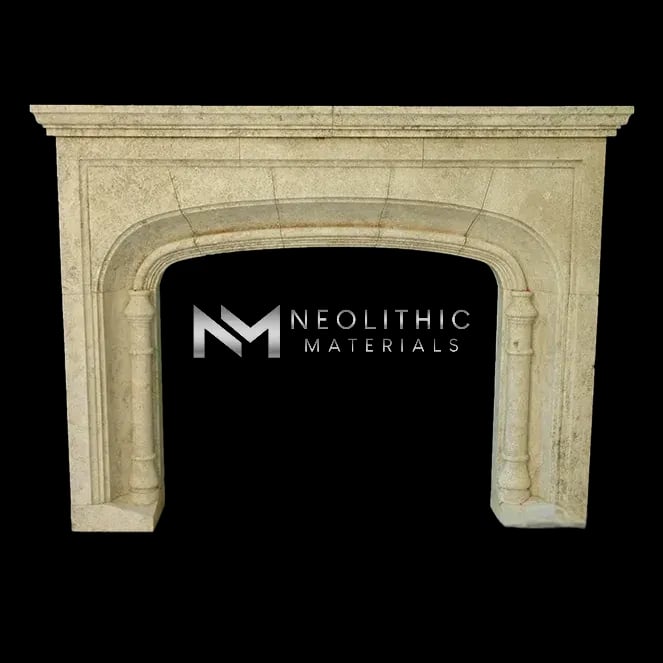 Limestone Fireplace Mantel - Image 1