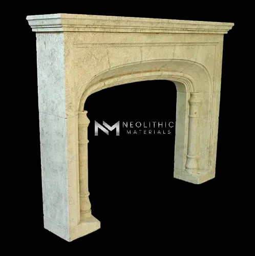 Limestone Fireplace Mantel - Image 2