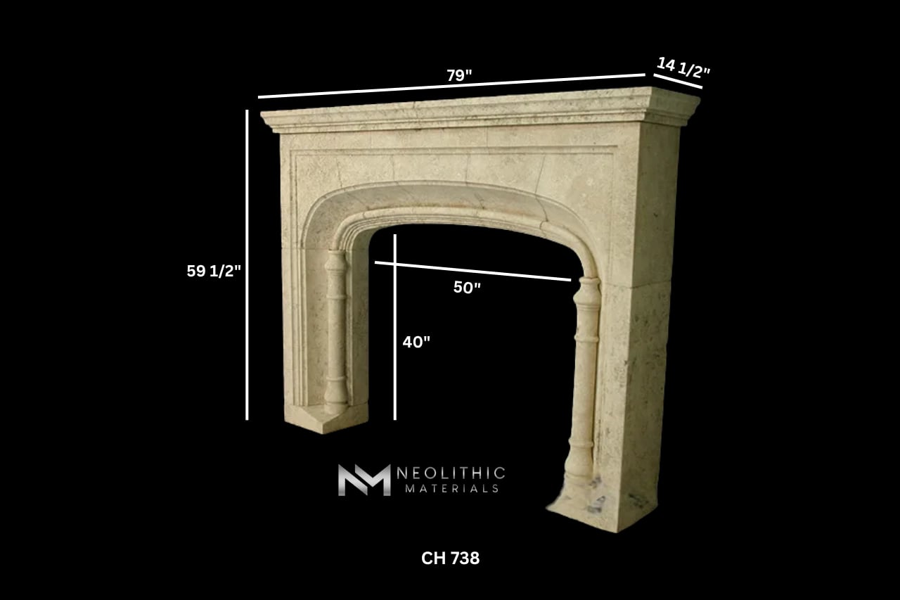 Limestone Fireplace Mantel - Image 4