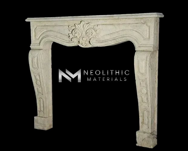 Limestone Fireplace Mantel - Image 2