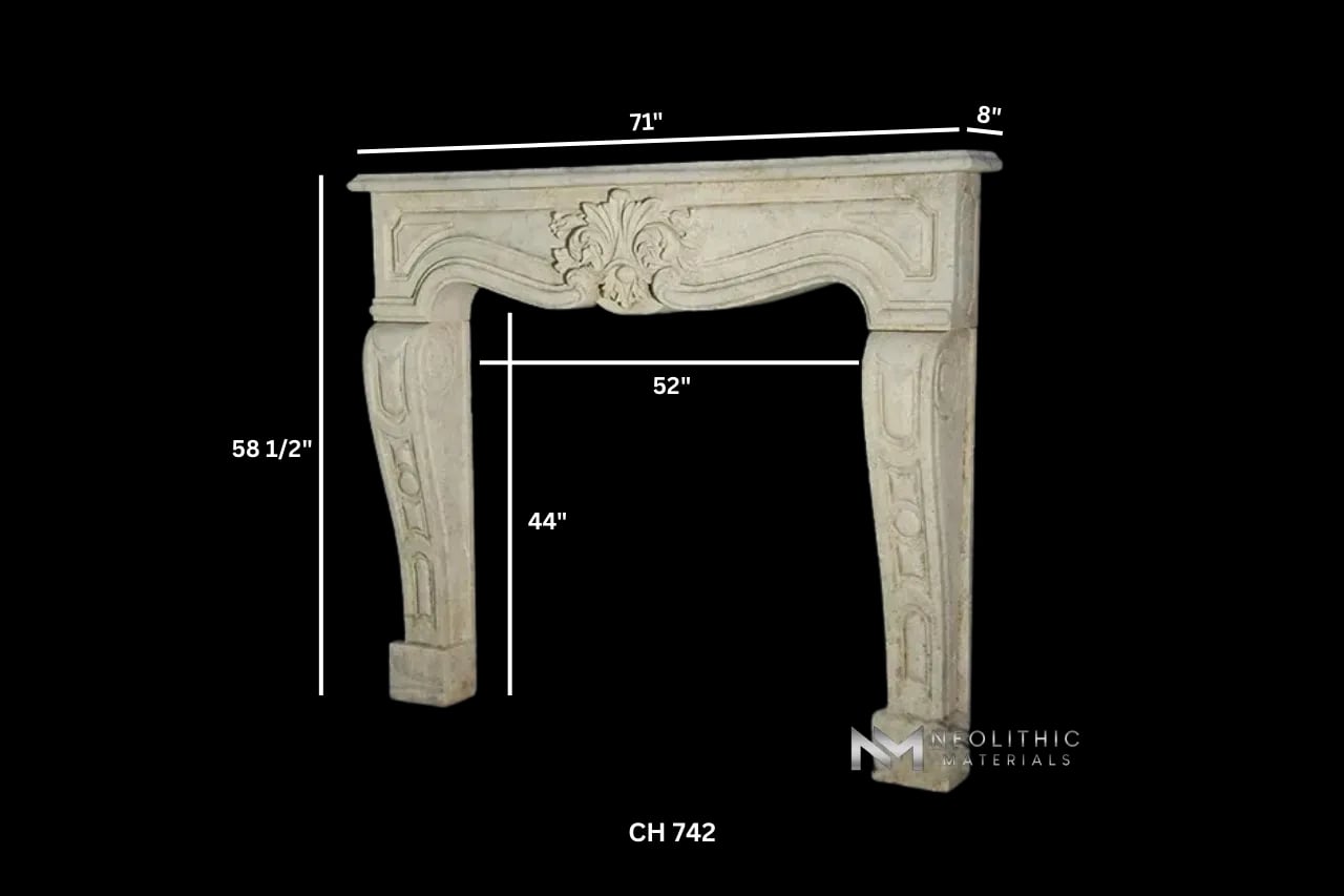 Limestone Fireplace Mantel - Image 3