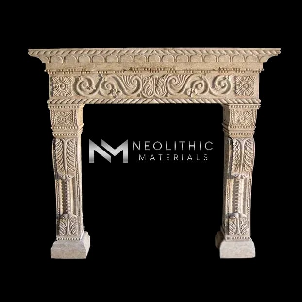 Limestone Fireplace Mantel - Image 1