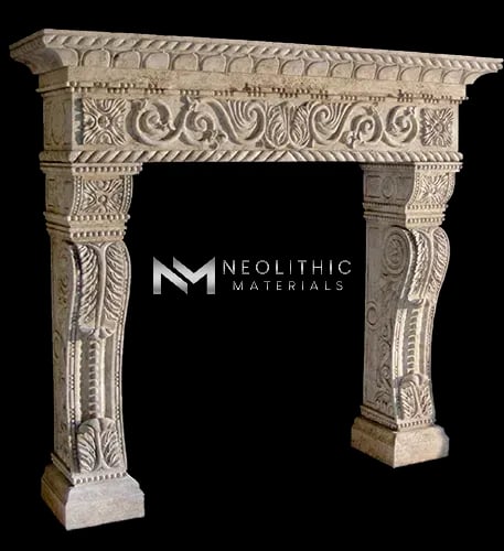 Limestone Fireplace Mantel - Image 2