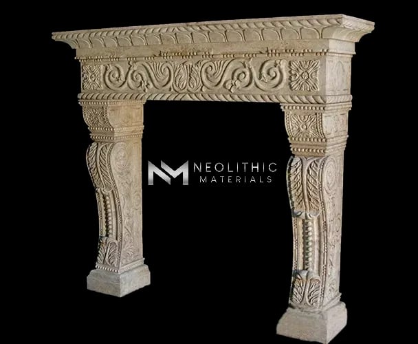 Limestone Fireplace Mantel - Image 3