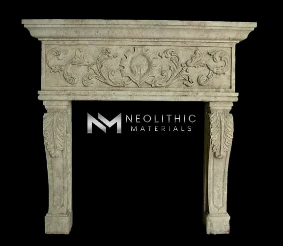 Limestone Fireplace Mantel - Image 1