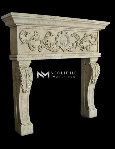 Limestone Fireplace Mantel - Image 2