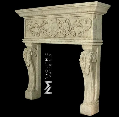 Limestone Fireplace Mantel - Image 3