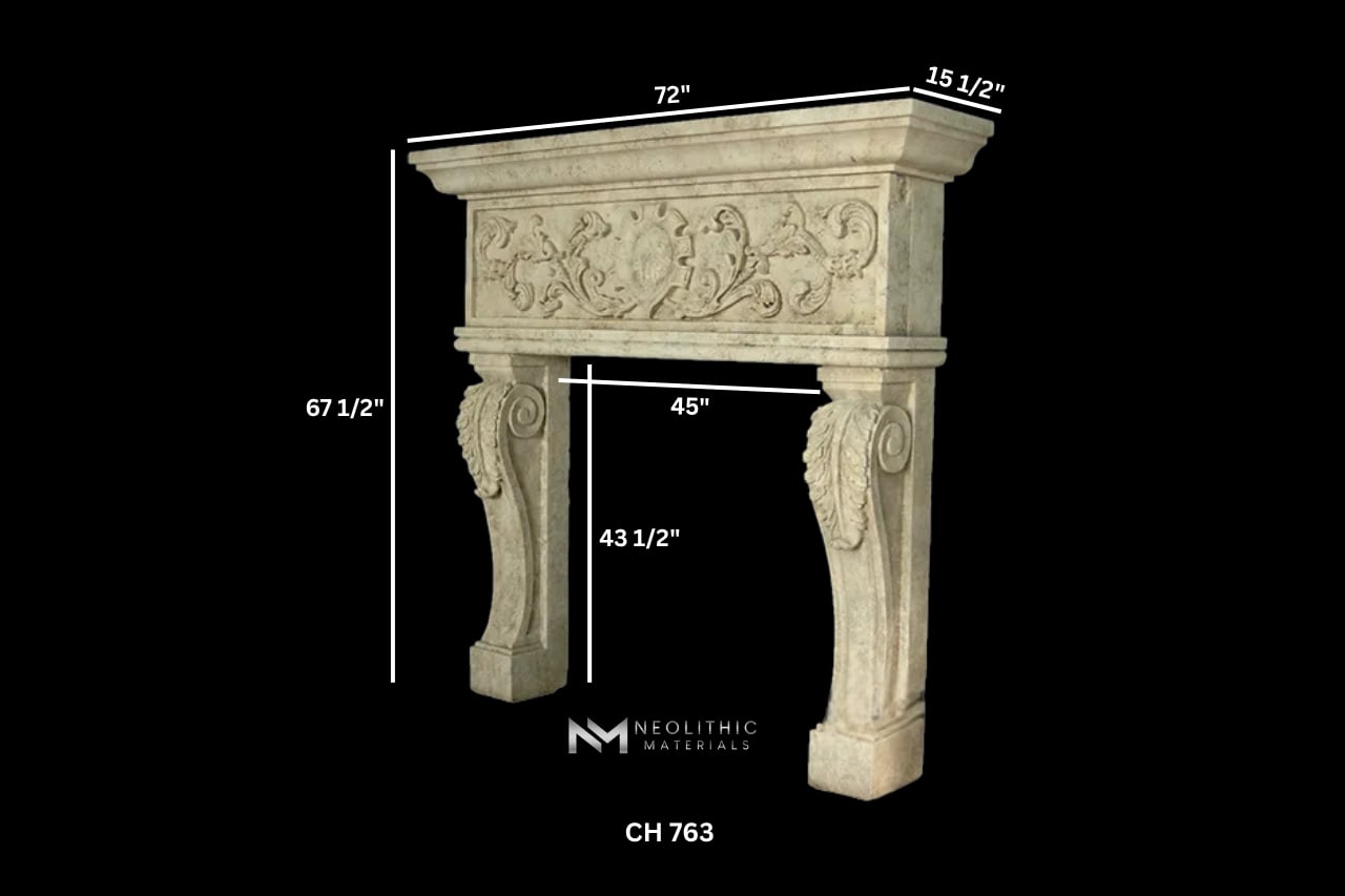 Limestone Fireplace Mantel - Image 5