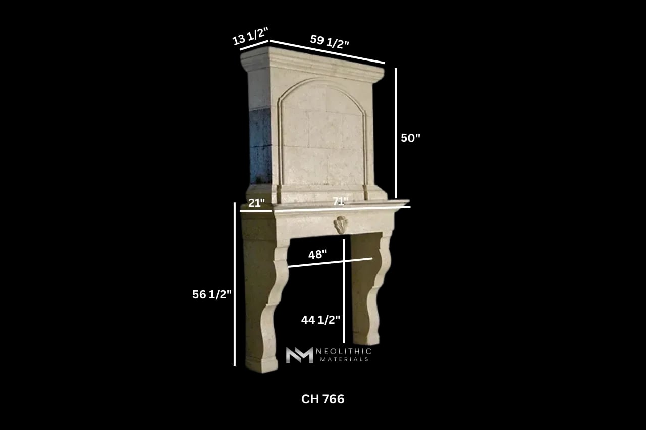Limestone Fireplace Mantel - Image 4