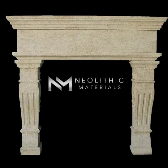 Limestone Fireplace Mantel - Image 1