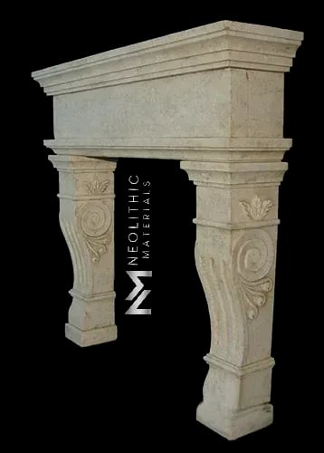 Limestone Fireplace Mantel - Image 3