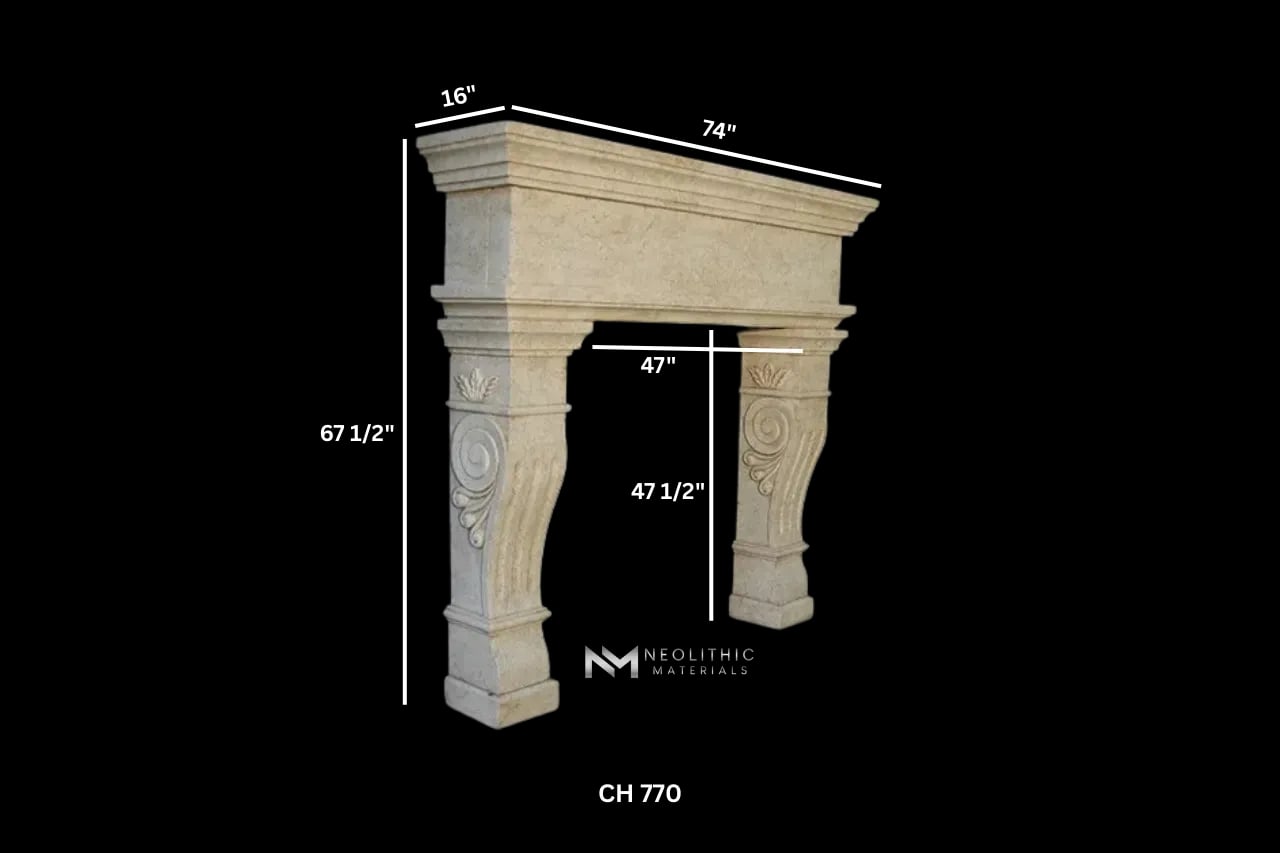 Limestone Fireplace Mantel - Image 5