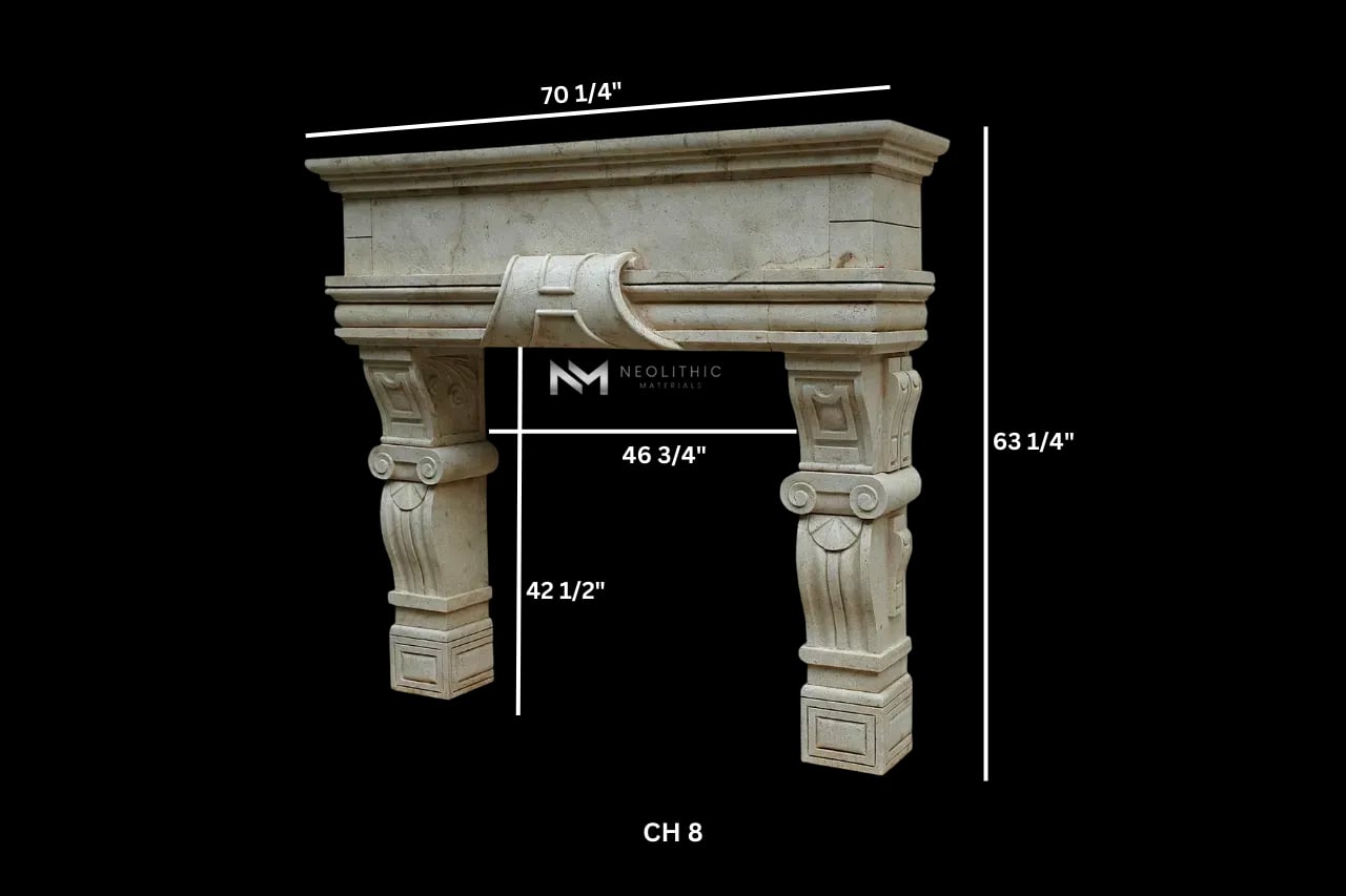 Limestone Fireplace Mantel - Image 3