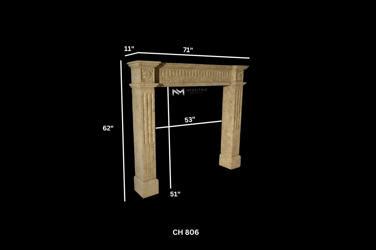Limestone Fireplace Mantel - Image 3