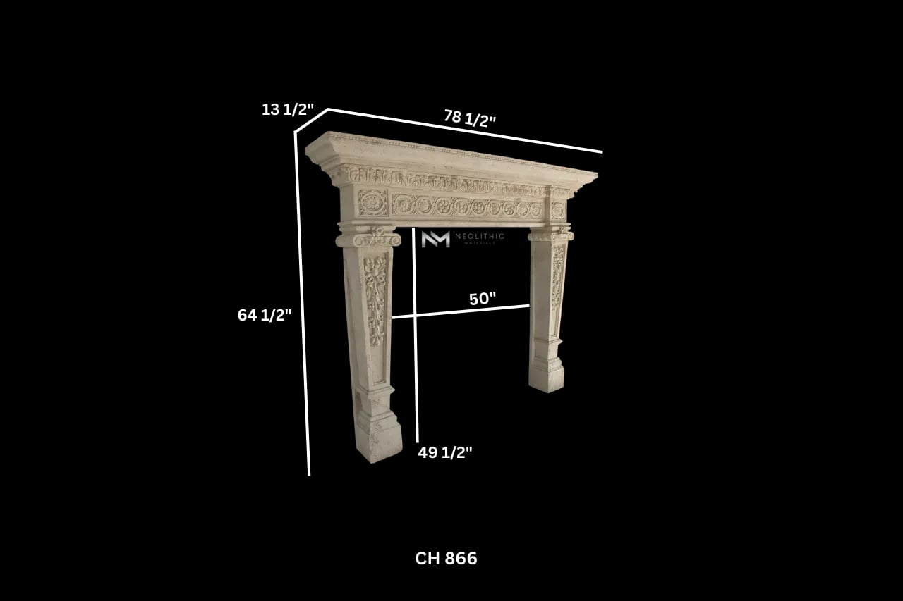 Limestone Fireplace Mantel - Image 3