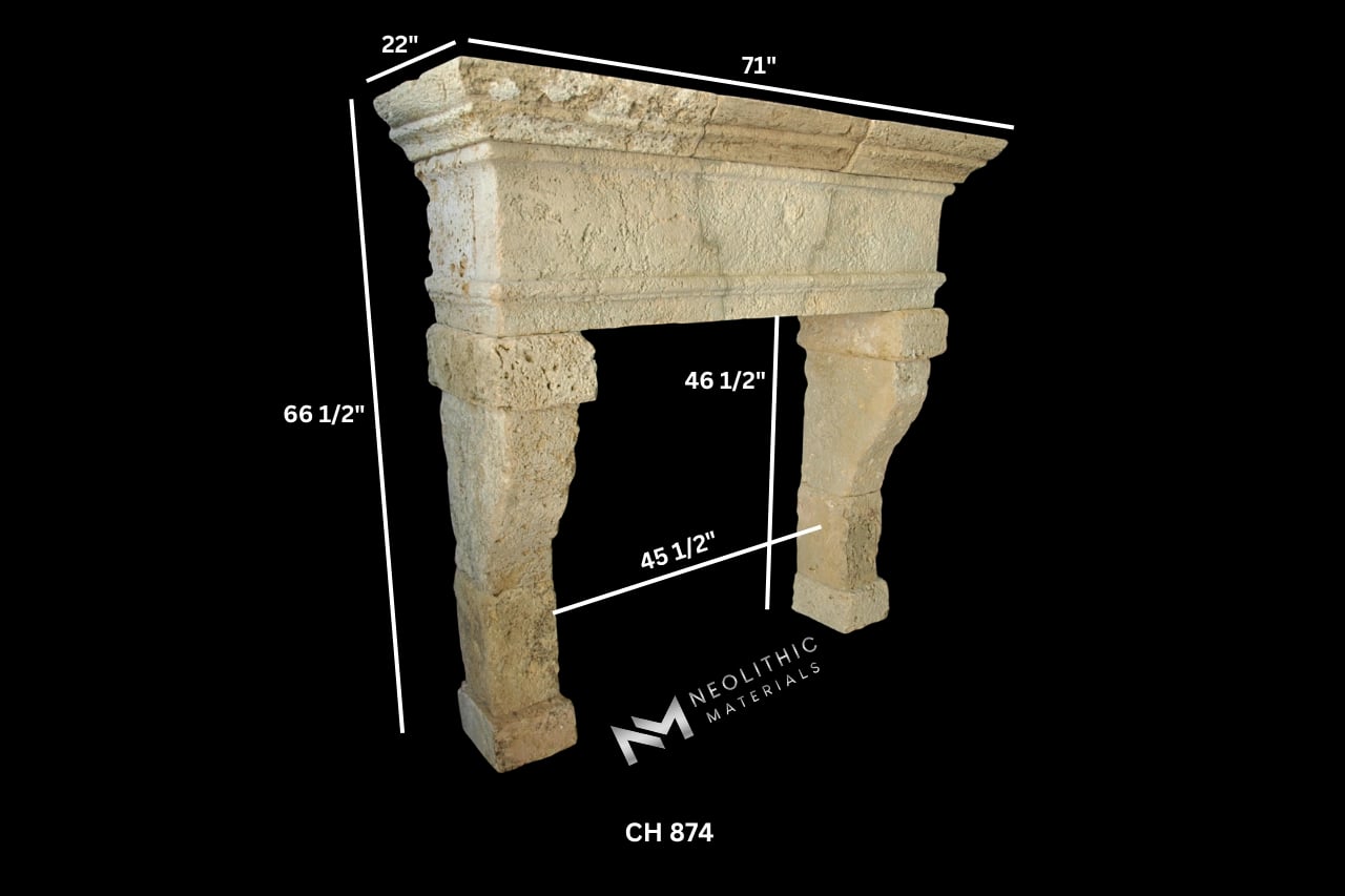 Reclaimed Limestone Mantel - Image 4