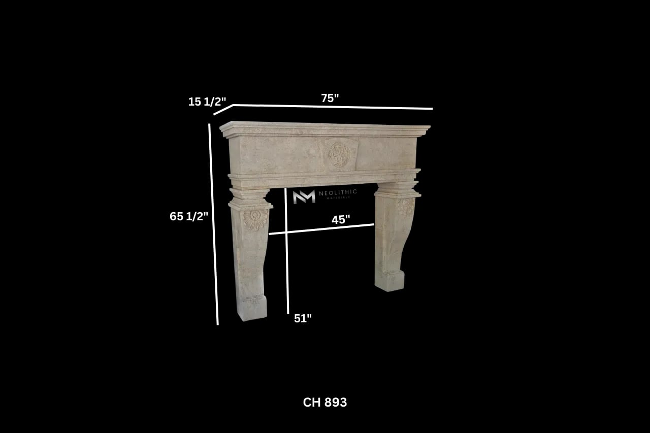 Limestone Fireplace Mantel - Image 3