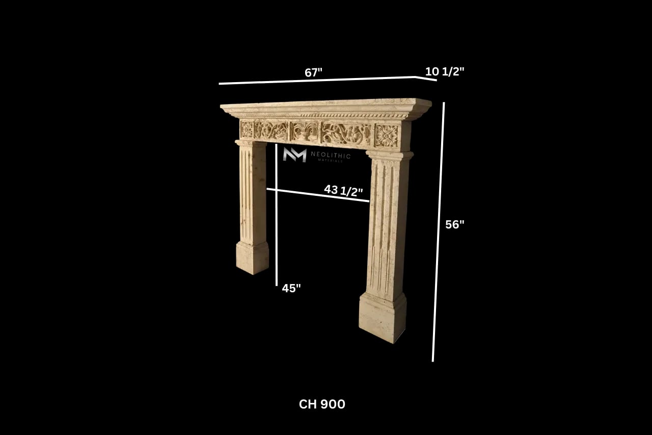 Limestone Fireplace Mantel - Image 3