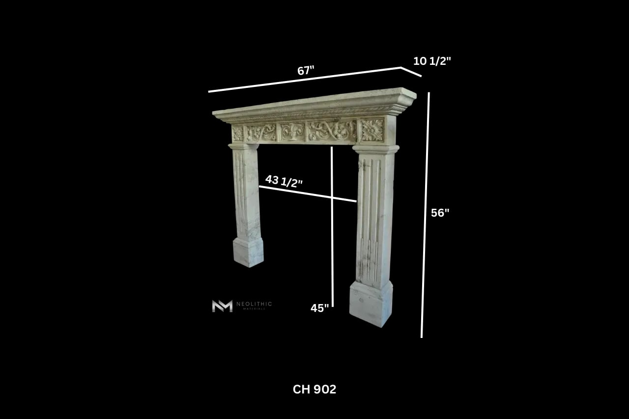 Limestone Fireplace Mantel - Image 3