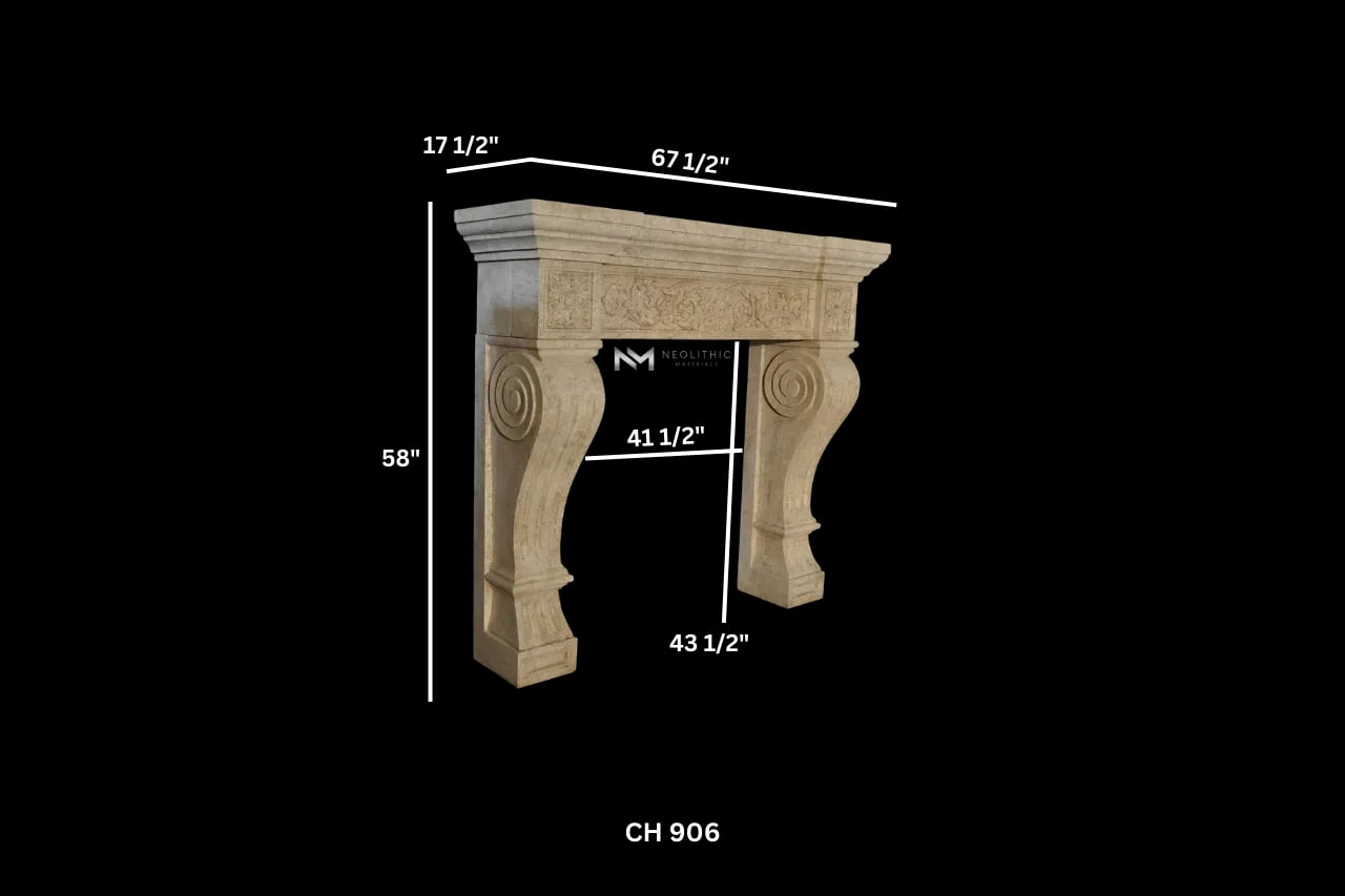 Limestone Fireplace Mantel - Image 3
