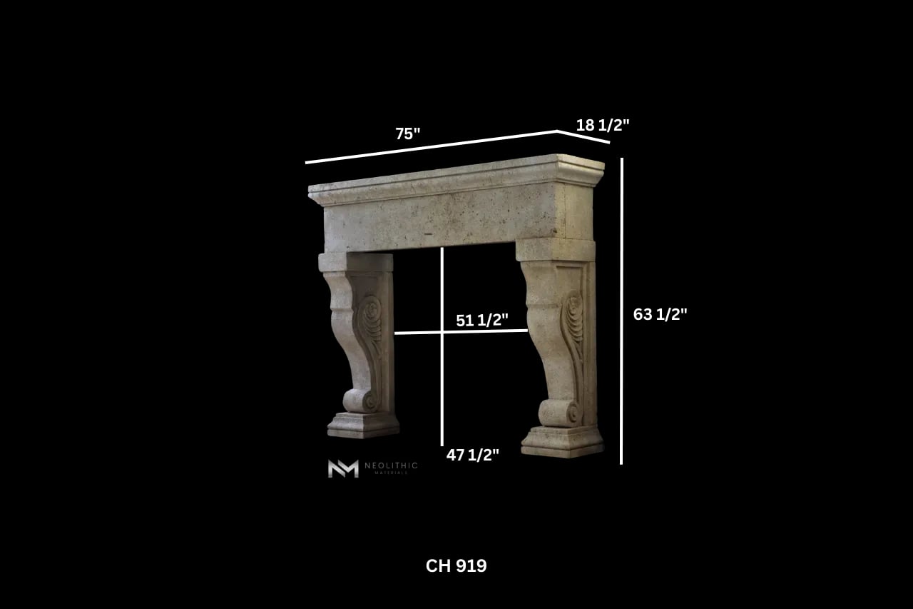 Limestone Fireplace Mantel - Image 3