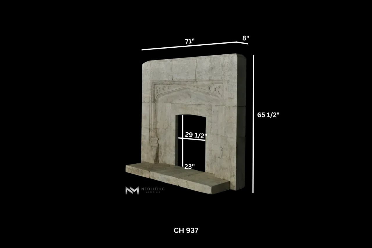 Limestone Fireplace Mantel - Image 3