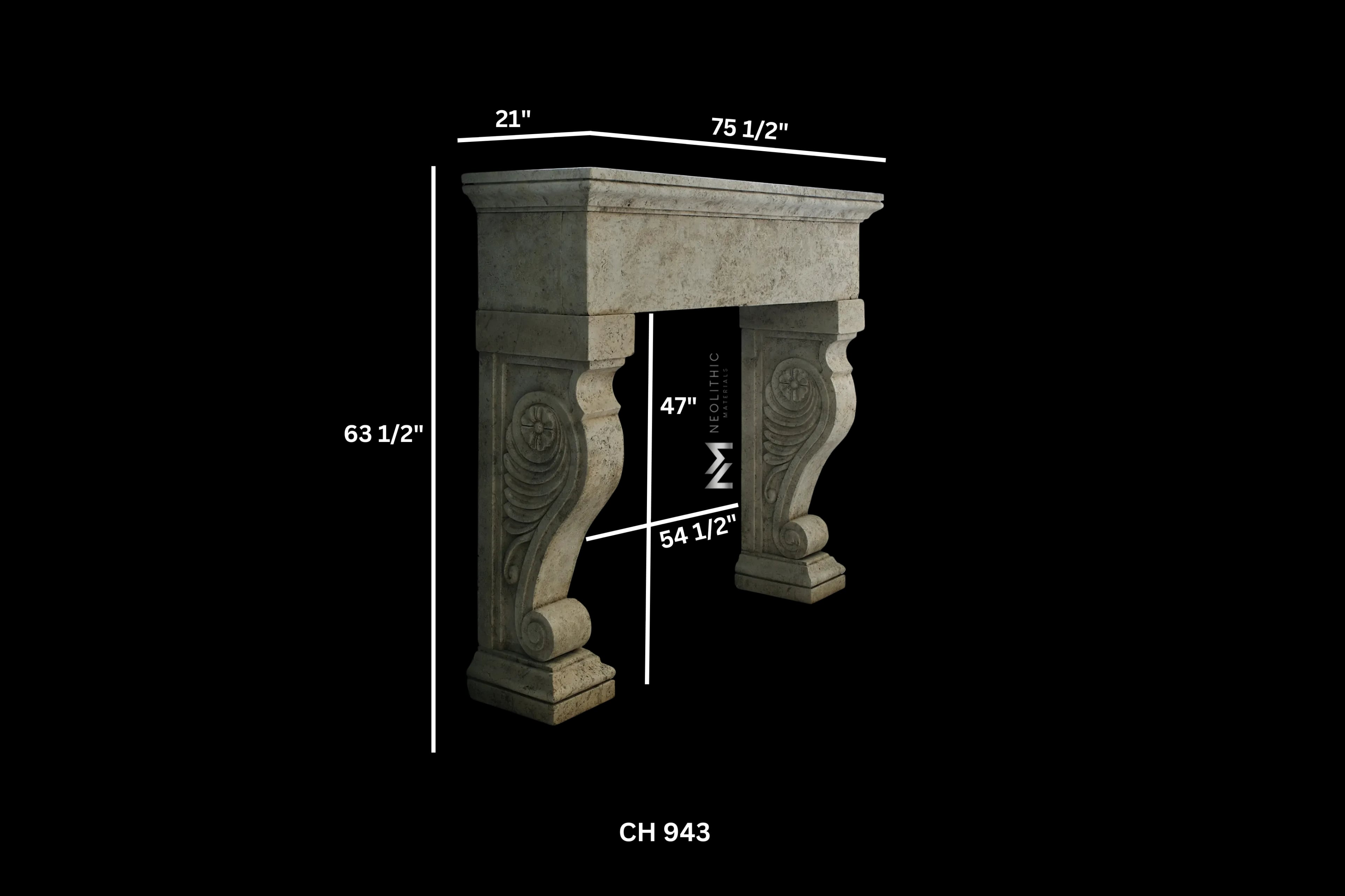 Limestone Fireplace Mantel - Image 4
