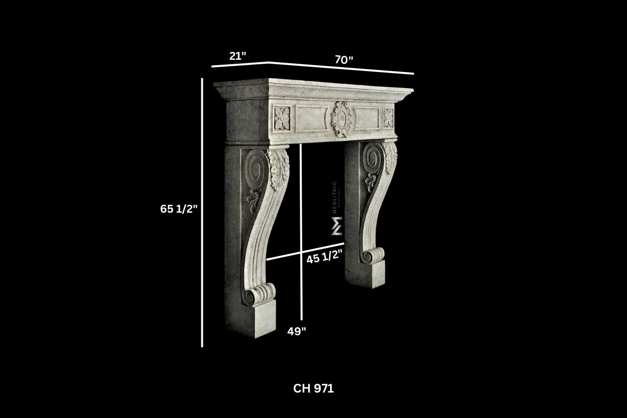 Limestone Fireplace Mantel - Image 4