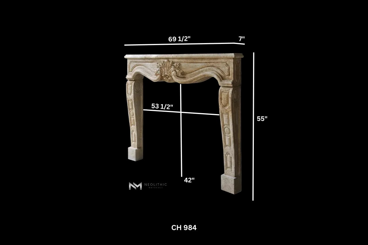 Limestone Fireplace Mantel - Image 3